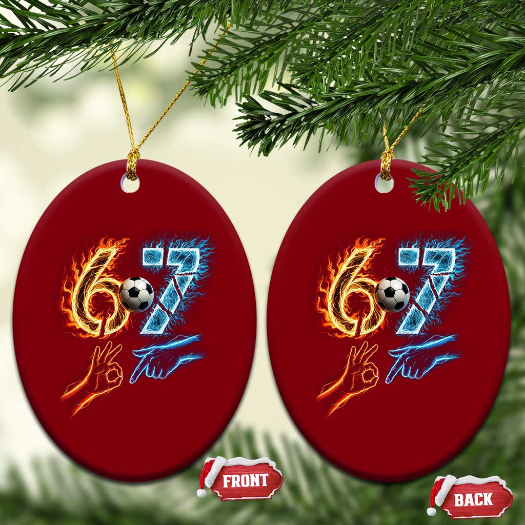 Funny Soccer Lover Ceramic Ornament Six Seven Meme Trending Gift
