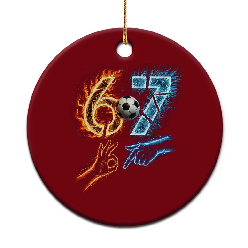 Funny Soccer Lover Ceramic Ornament Six Seven Meme Trending Gift