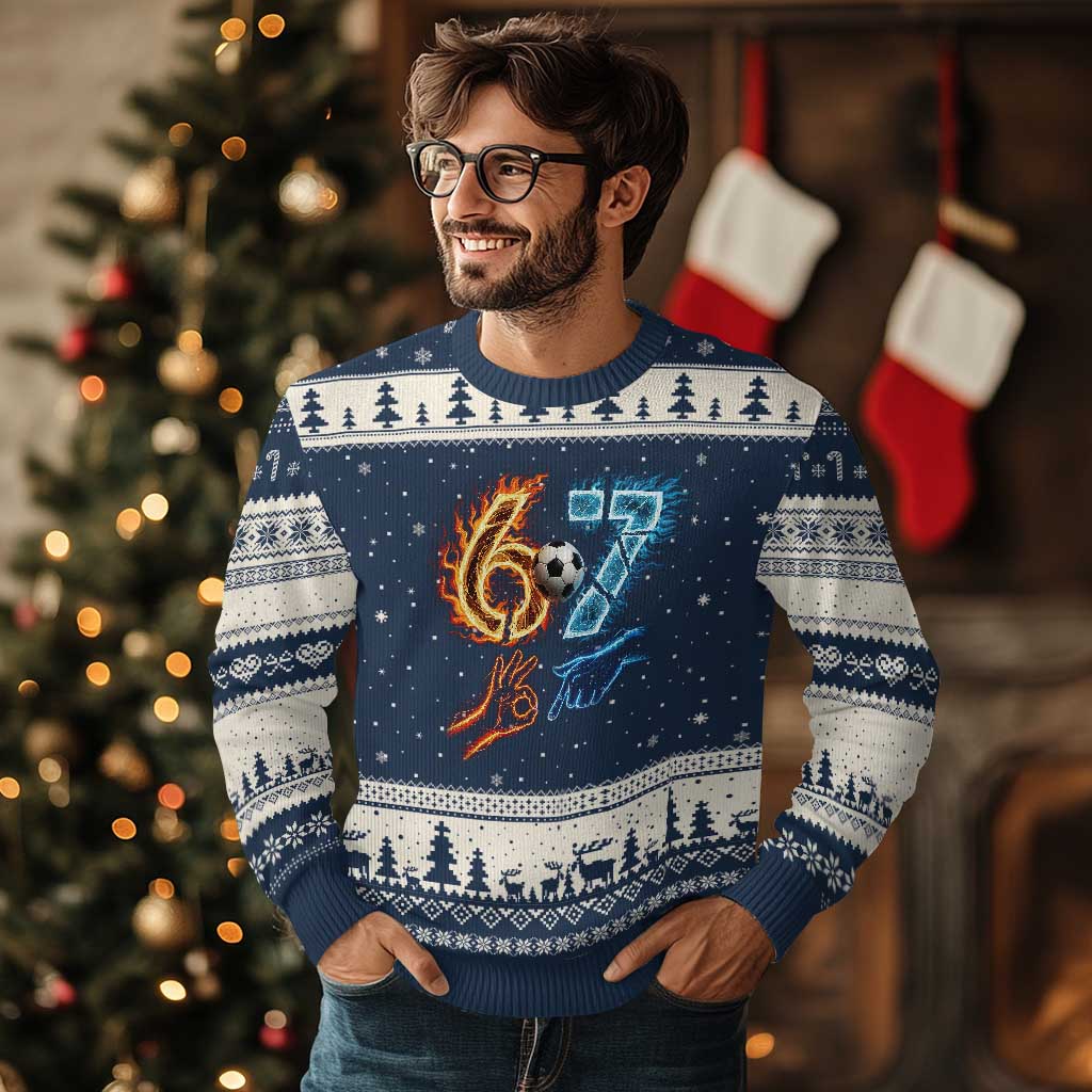 Funny Soccer Lover Ugly Christmas Sweater Six Seven Meme Trending Gift