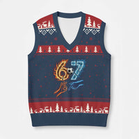 Funny Soccer Lover V-Neck Knit Sweater Vest Six Seven Meme Trending Gift