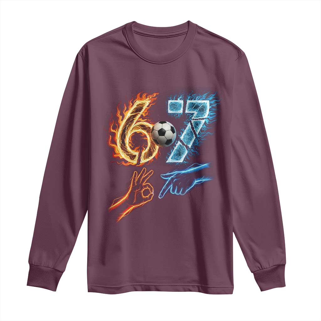 Funny Soccer Lover Long Sleeve Shirt Six Seven Meme Trending Gift