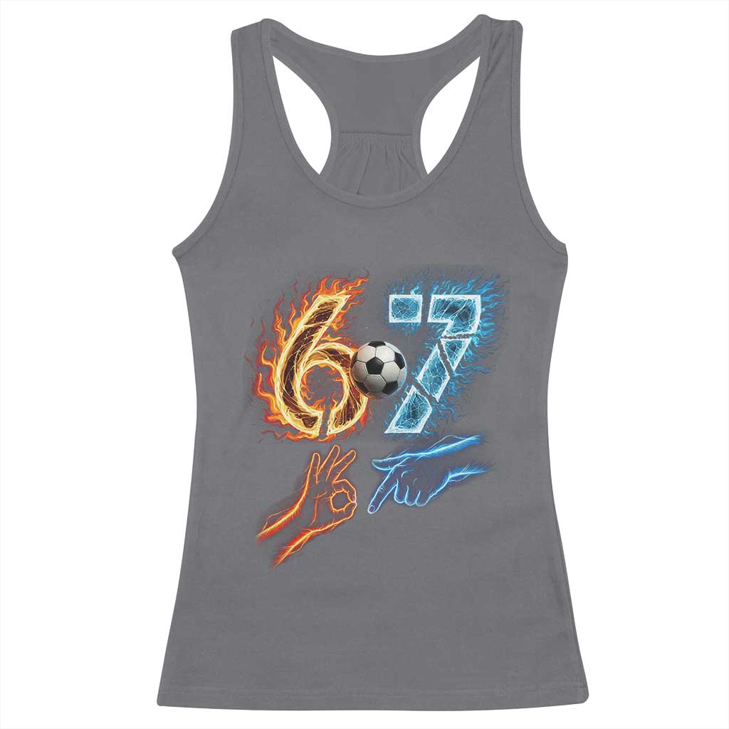 Funny Soccer Lover Racerback Tank Top Six Seven Meme Trending Gift