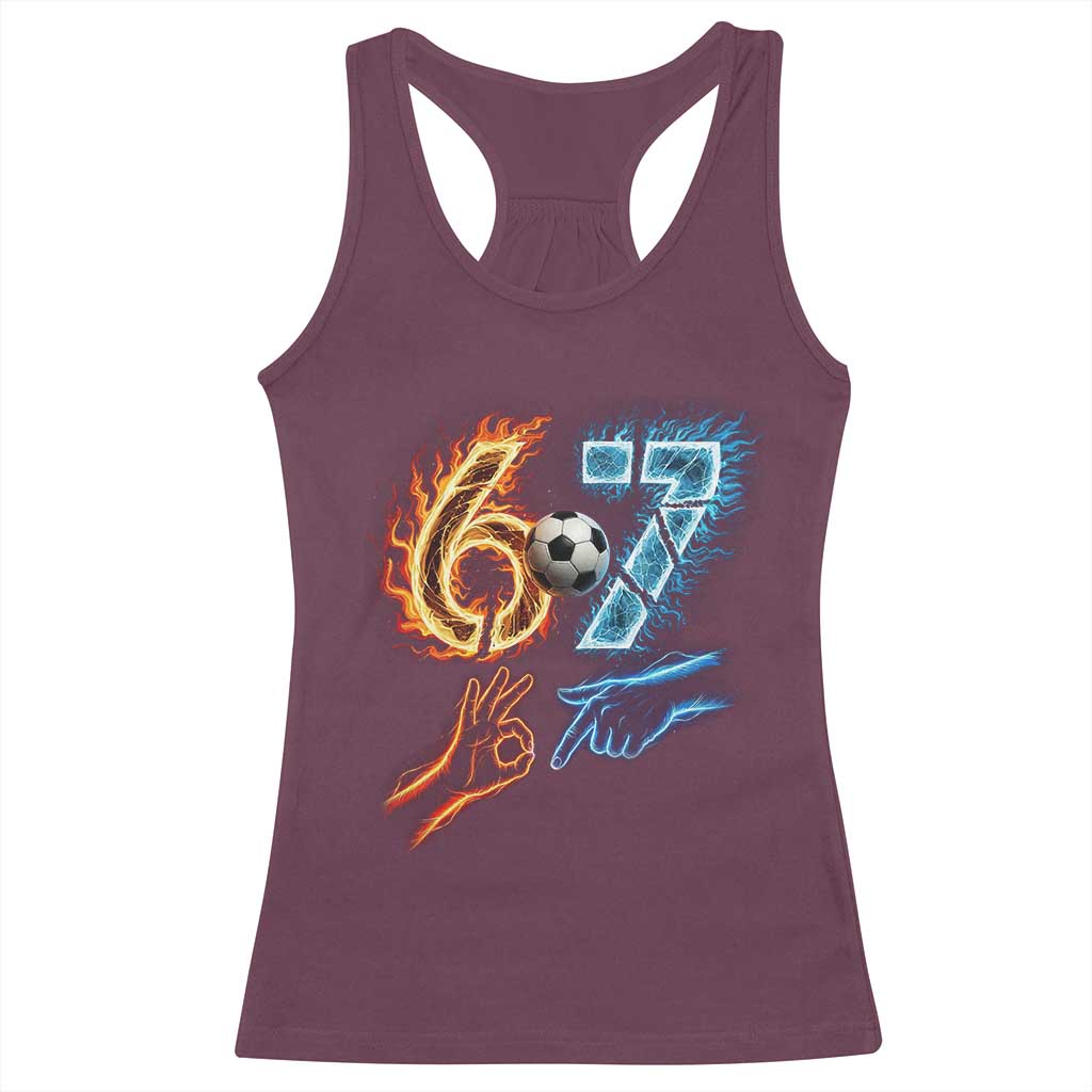 Funny Soccer Lover Racerback Tank Top Six Seven Meme Trending Gift