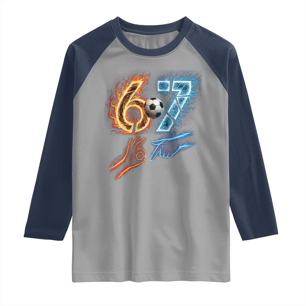 Funny Soccer Lover Raglan Shirt Six Seven Meme Trending Gift