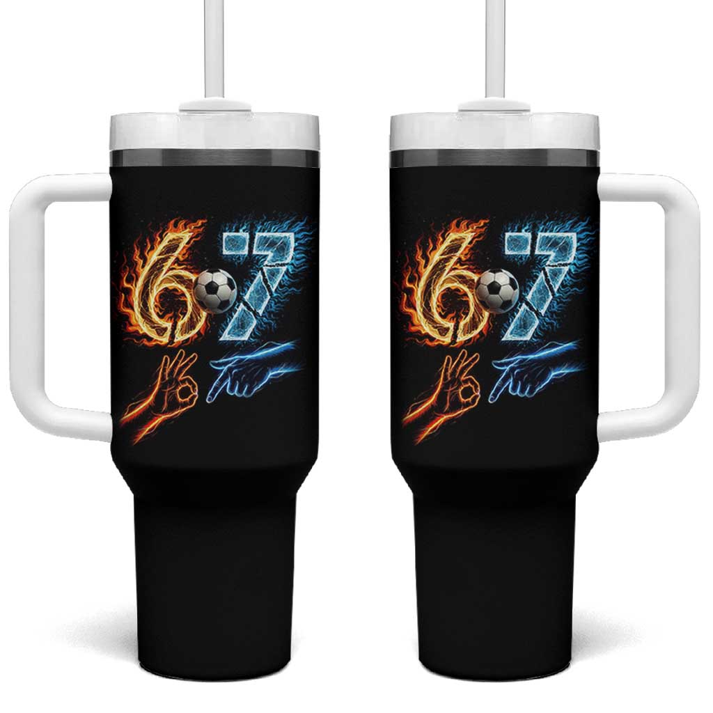 Funny Soccer Lover Tumbler With Handle Six Seven Meme Trending Gift