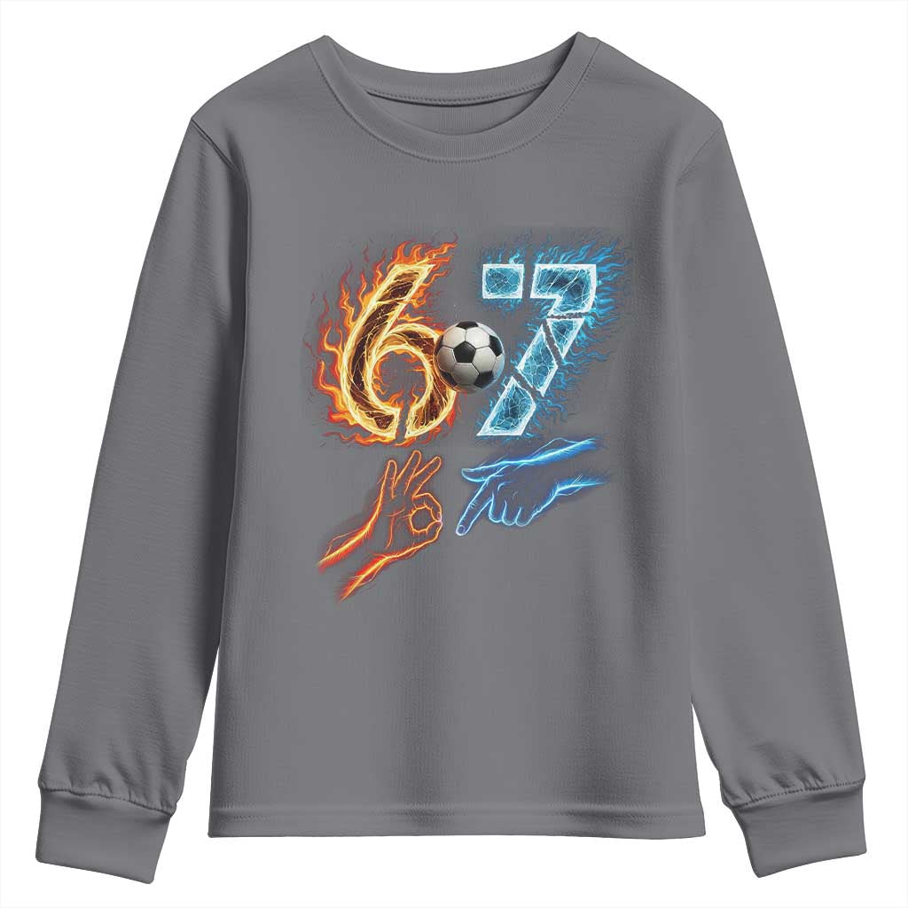 Funny Soccer Lover Youth Sweatshirt Six Seven Meme Trending Gift