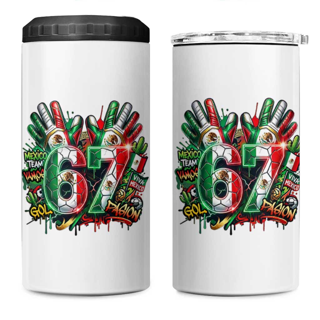 Funny Mexico Soccer 4 in 1 Can Cooler Tumbler Six Seven Meme Trending Gift