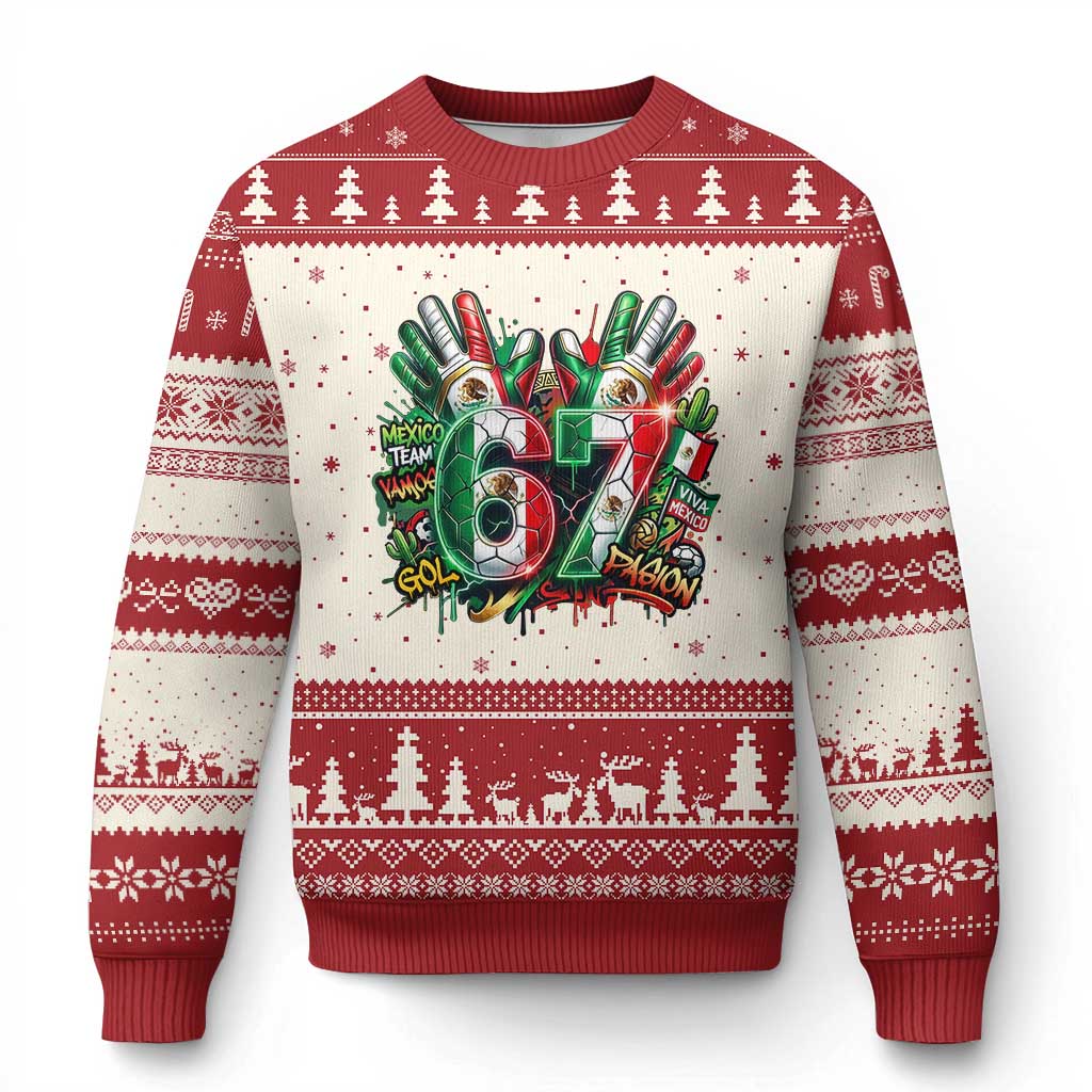Funny Mexico Soccer Ugly Christmas Sweater Six Seven Meme Trending Gift