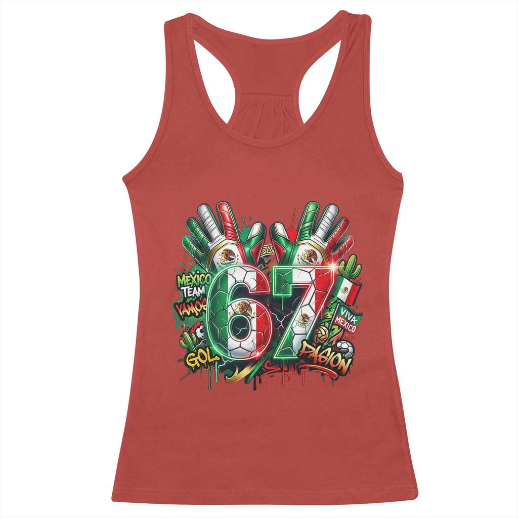 Funny Mexico Soccer Racerback Tank Top Six Seven Meme Trending Gift