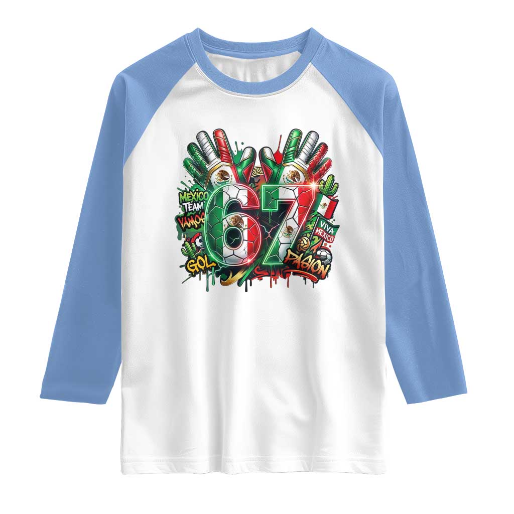Funny Mexico Soccer Raglan Shirt Six Seven Meme Trending Gift
