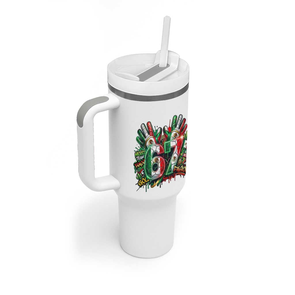 Funny Mexico Soccer Tumbler With Handle Six Seven Meme Trending Gift