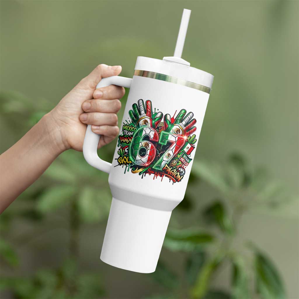Funny Mexico Soccer Tumbler With Handle Six Seven Meme Trending Gift
