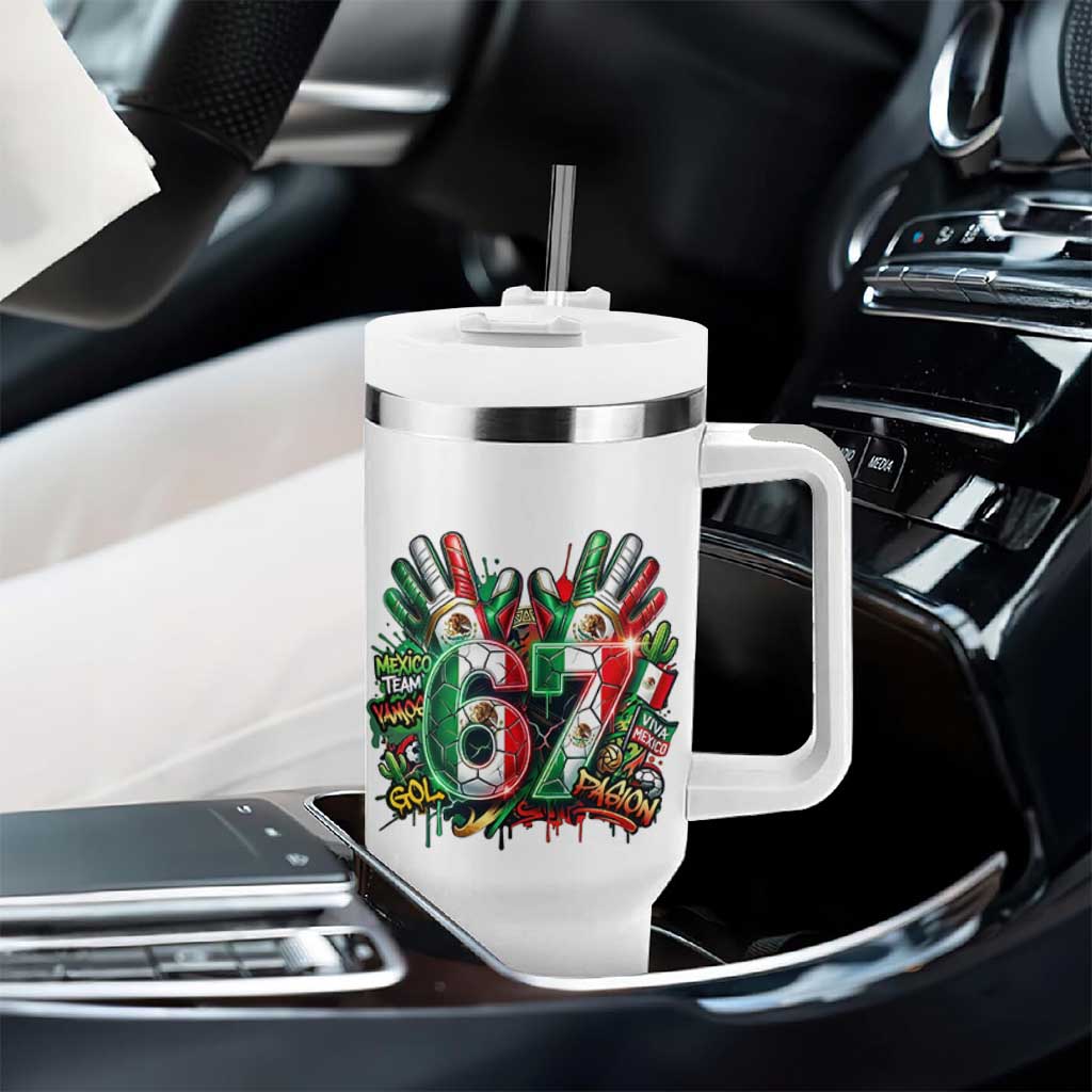 Funny Mexico Soccer Tumbler With Handle Six Seven Meme Trending Gift