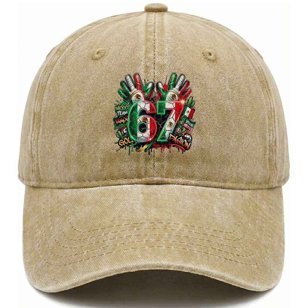 Funny Mexico Soccer Washed Cotton Baseball Cap Six Seven Meme Trending Gift
