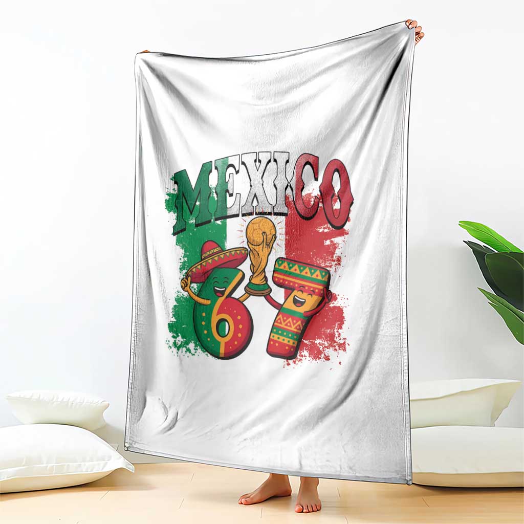 Mexico Soccer Fan Throw Blanket Funny 67 Viral Gen Alpha Slang Gift
