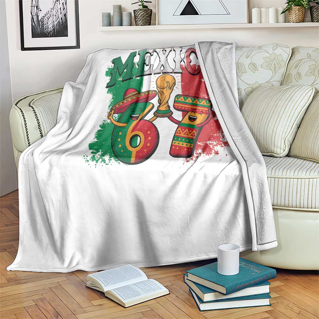 Mexico Soccer Fan Throw Blanket Funny 67 Viral Gen Alpha Slang Gift
