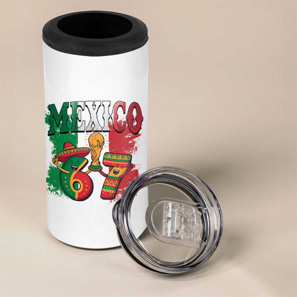Mexico Soccer Fan 4 in 1 Can Cooler Tumbler Funny 67 Viral Gen Alpha Slang Gift