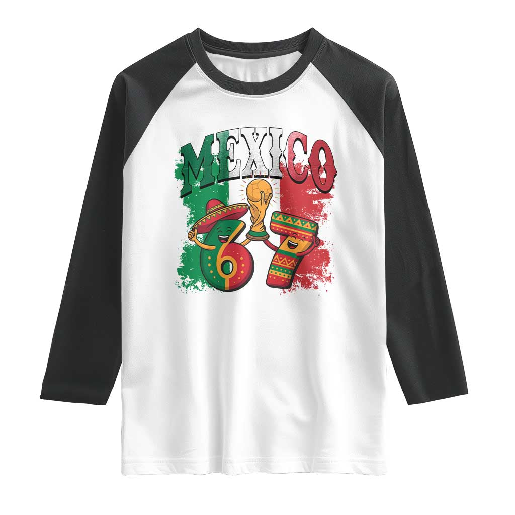 Mexico Soccer Fan Raglan Shirt Funny 67 Viral Gen Alpha Slang Gift