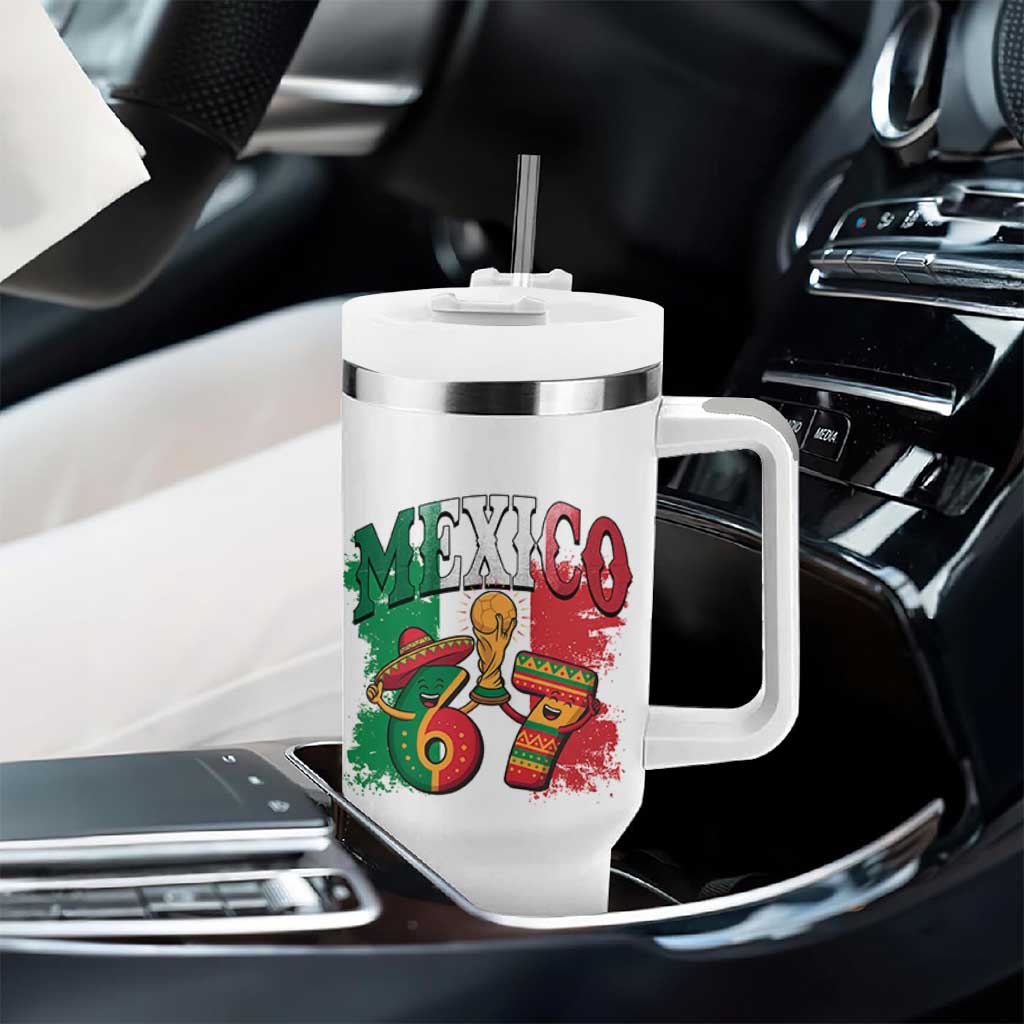 Mexico Soccer Fan Tumbler With Handle Funny 67 Viral Gen Alpha Slang Gift