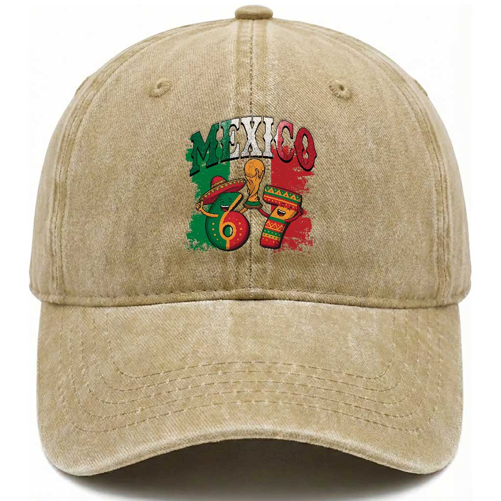 Mexico Soccer Fan Washed Cotton Baseball Cap Funny 67 Viral Gen Alpha Slang Gift