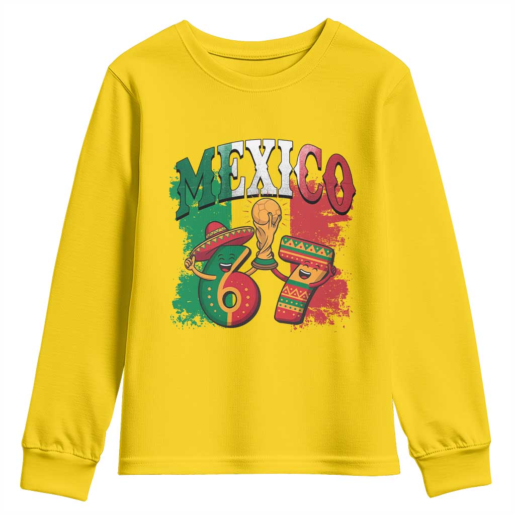 Mexico Soccer Fan Youth Sweatshirt Funny 67 Viral Gen Alpha Slang Gift