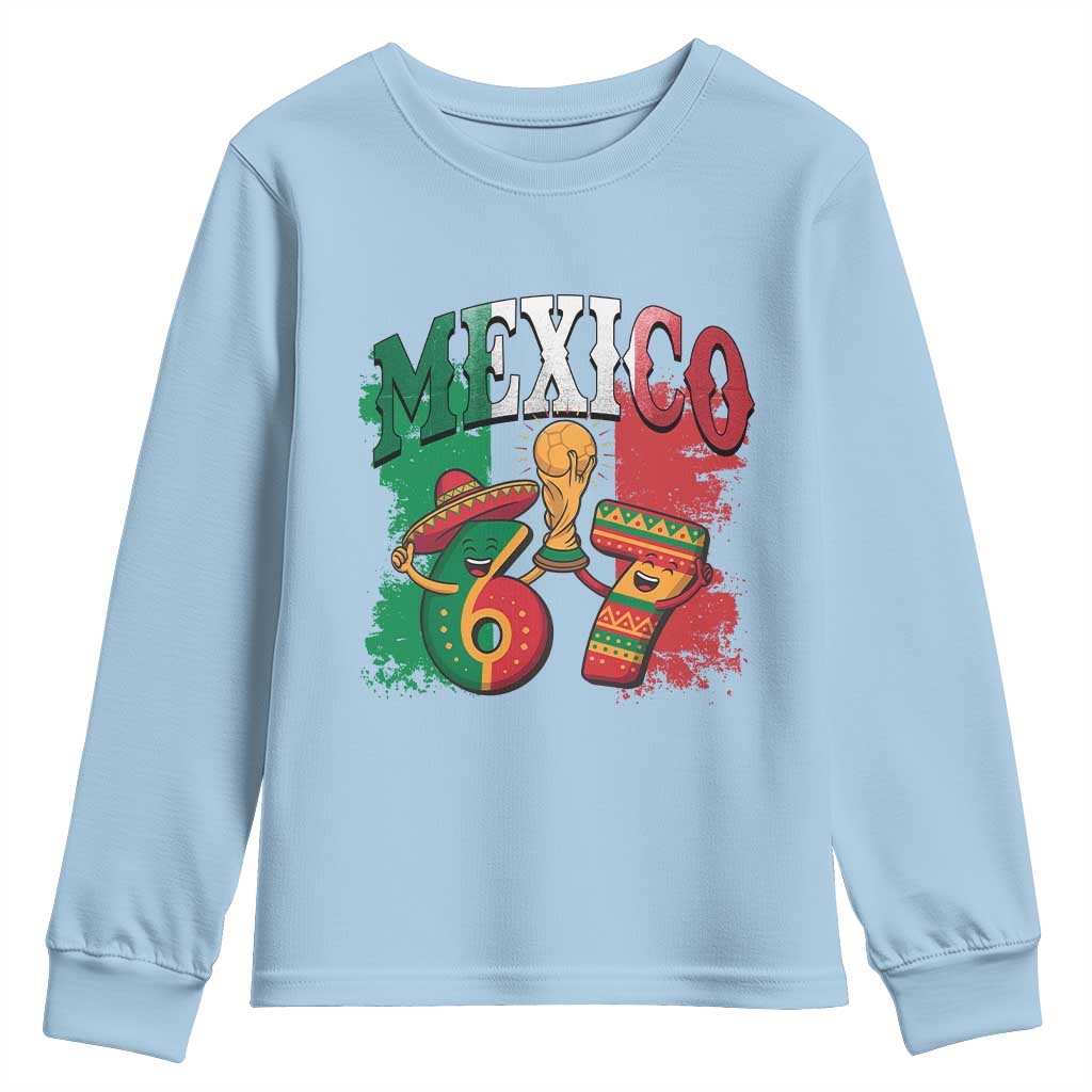 Mexico Soccer Fan Youth Sweatshirt Funny 67 Viral Gen Alpha Slang Gift