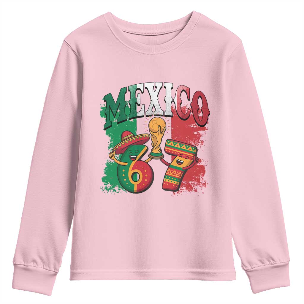 Mexico Soccer Fan Youth Sweatshirt Funny 67 Viral Gen Alpha Slang Gift