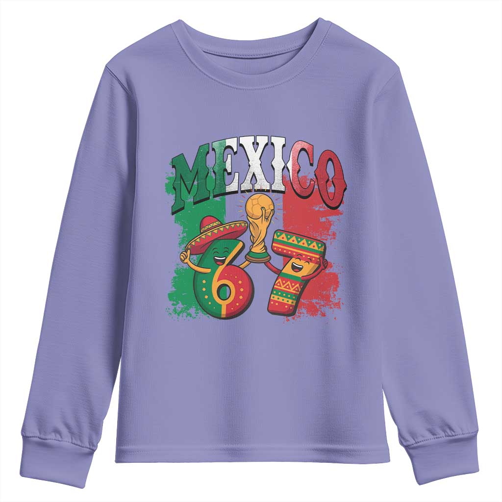 Mexico Soccer Fan Youth Sweatshirt Funny 67 Viral Gen Alpha Slang Gift
