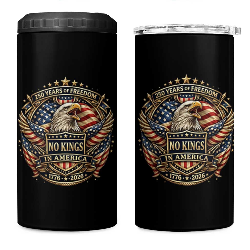 Vintage American Flag Eagle 250th Anniversary 4 in 1 Can Cooler Tumbler No Kings In America