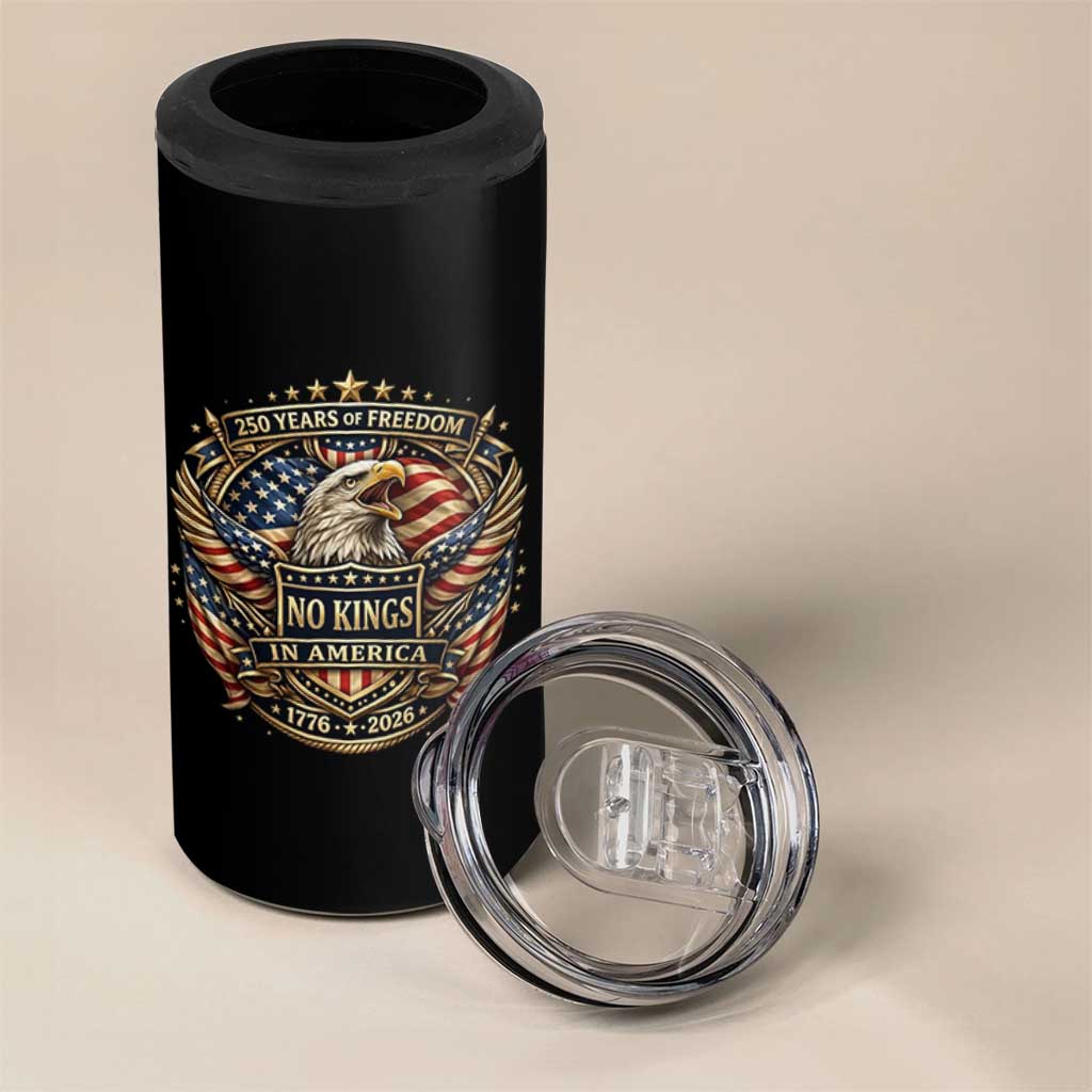 Vintage American Flag Eagle 250th Anniversary 4 in 1 Can Cooler Tumbler No Kings In America