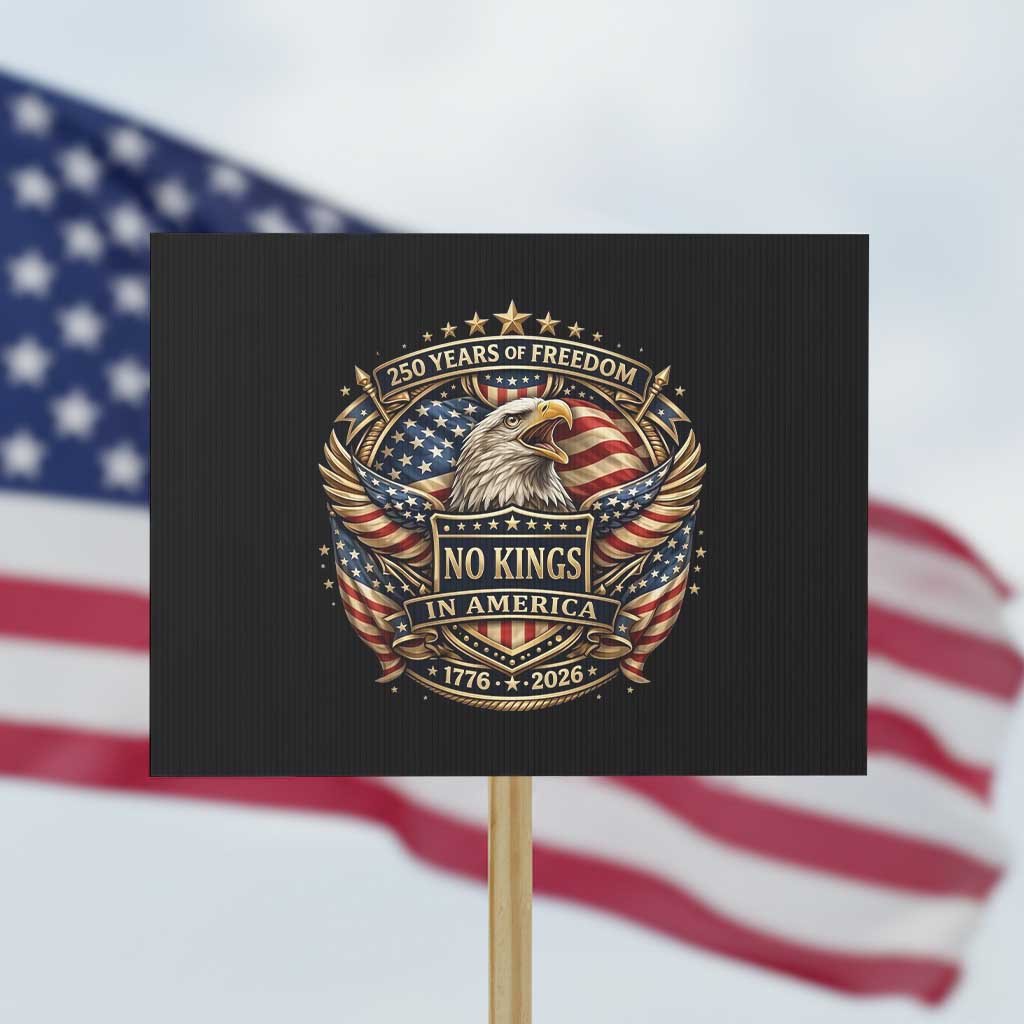 Vintage American Flag Eagle 250th Anniversary Protest Sign No Kings In America