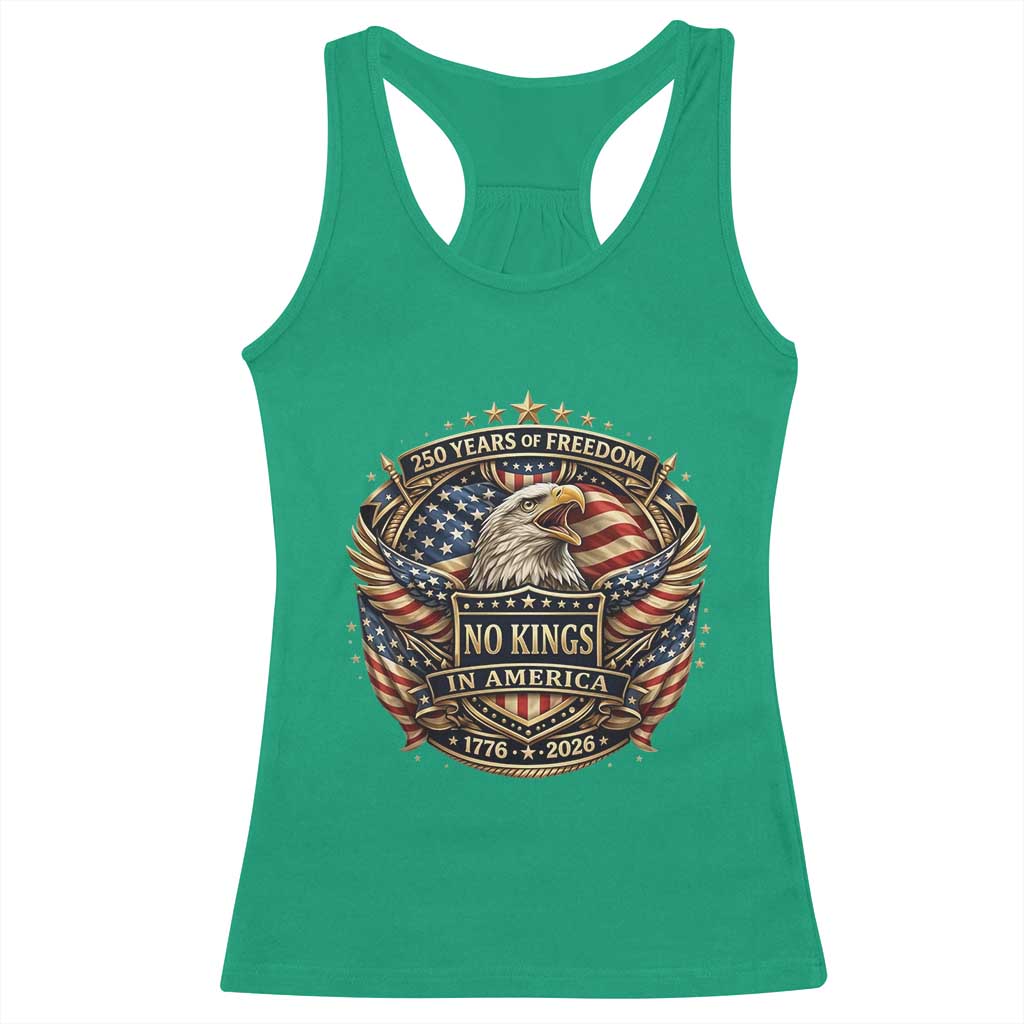 Vintage American Flag Eagle 250th Anniversary Racerback Tank Top No Kings In America