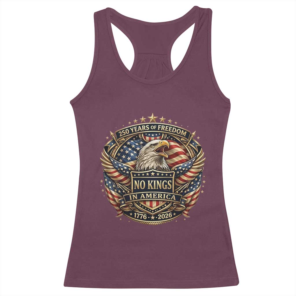Vintage American Flag Eagle 250th Anniversary Racerback Tank Top No Kings In America