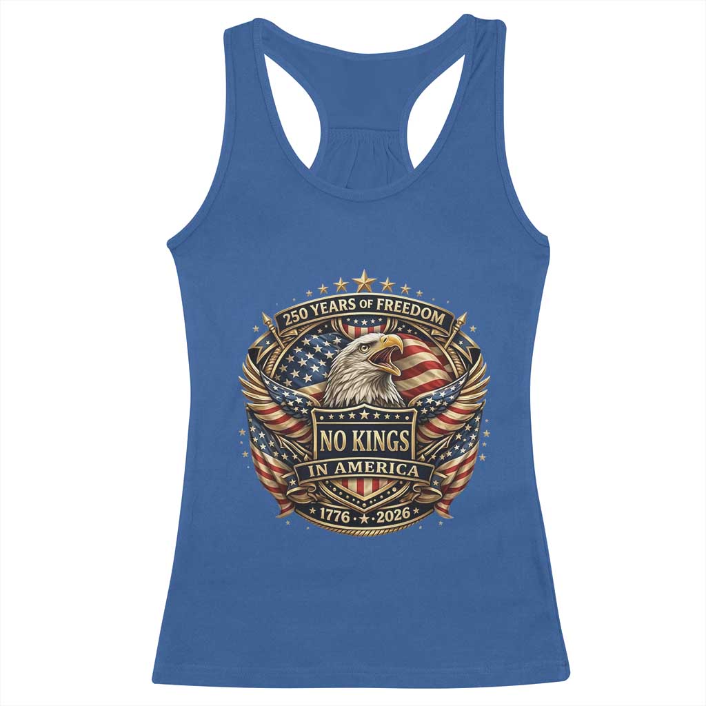 Vintage American Flag Eagle 250th Anniversary Racerback Tank Top No Kings In America