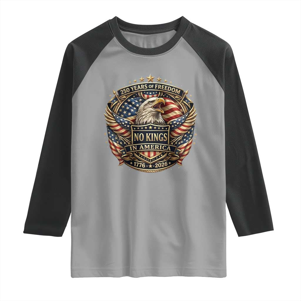 Vintage American Flag Eagle 250th Anniversary Raglan Shirt No Kings In America