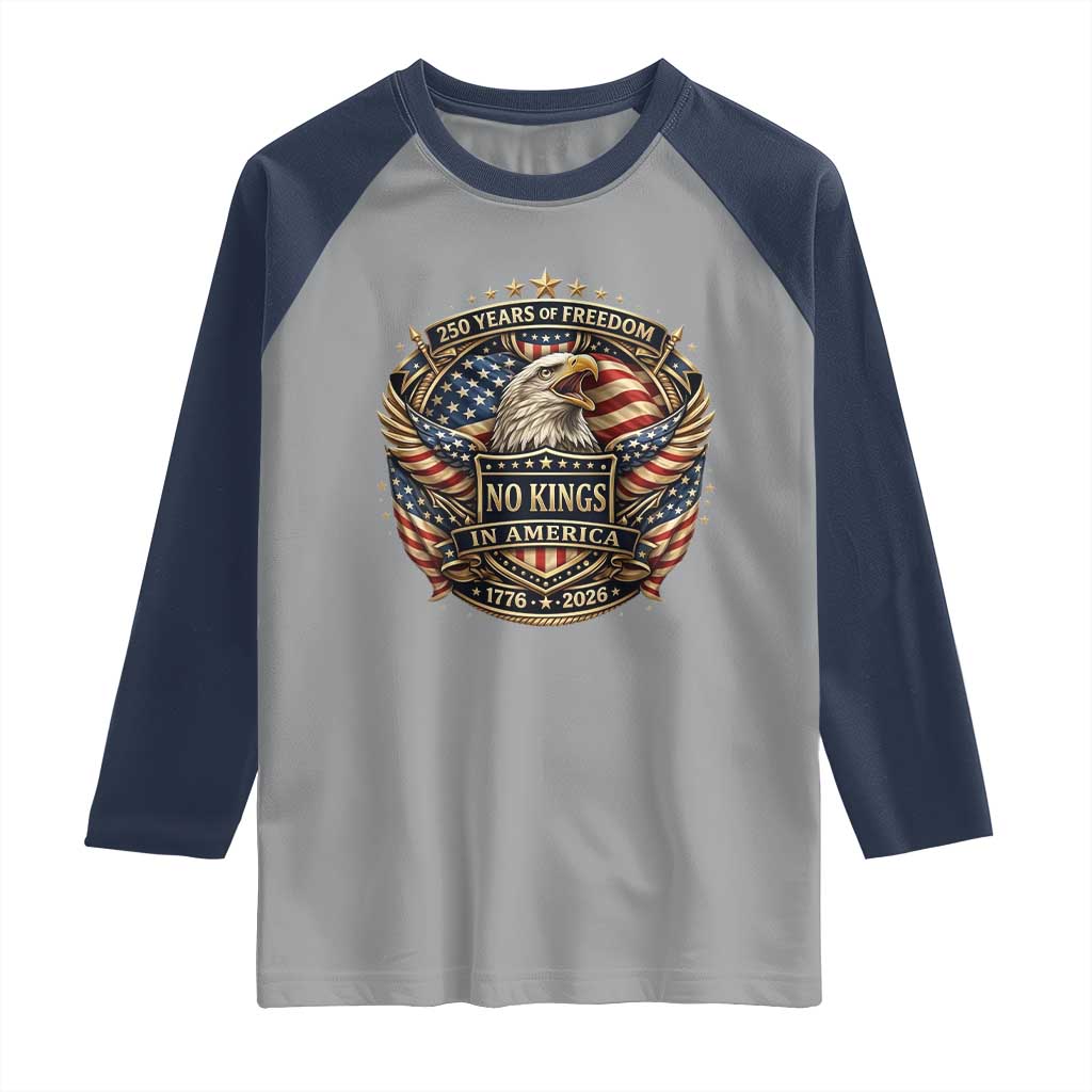 Vintage American Flag Eagle 250th Anniversary Raglan Shirt No Kings In America