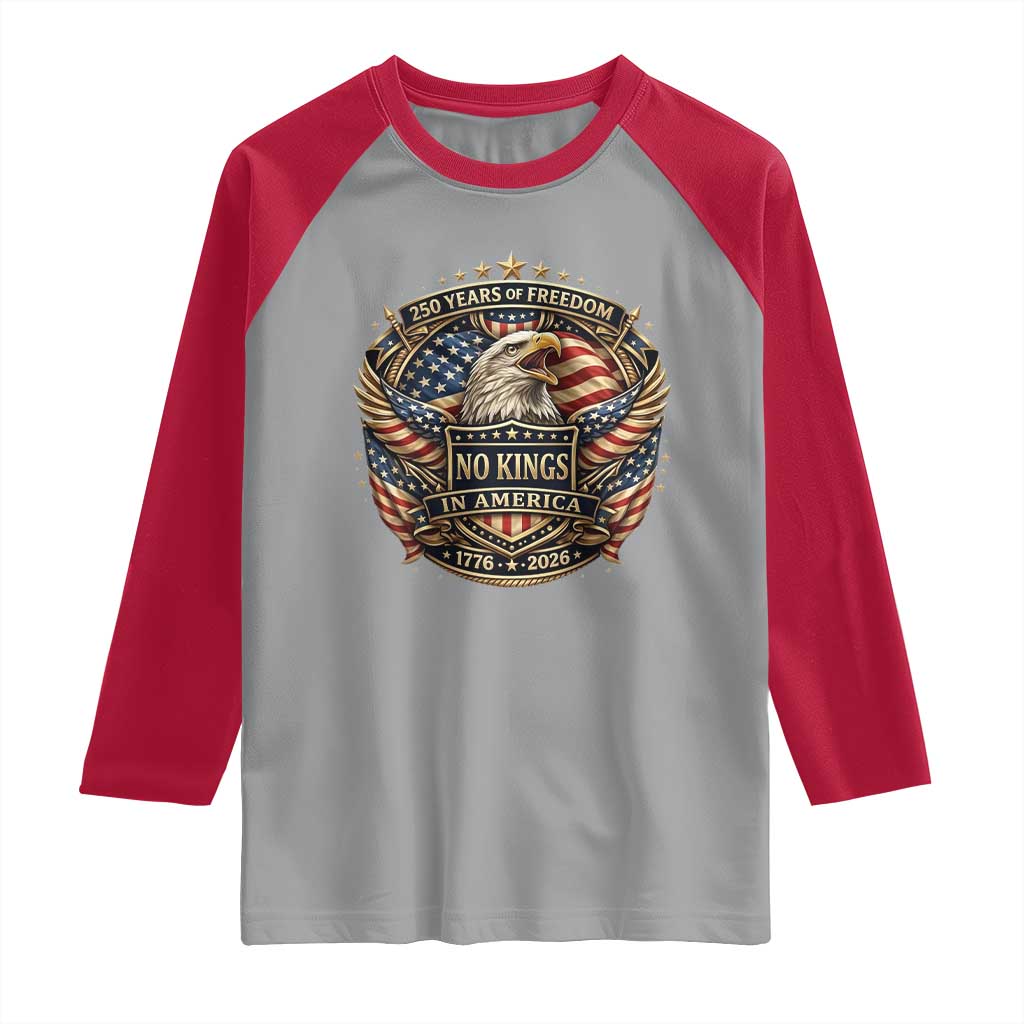 Vintage American Flag Eagle 250th Anniversary Raglan Shirt No Kings In America