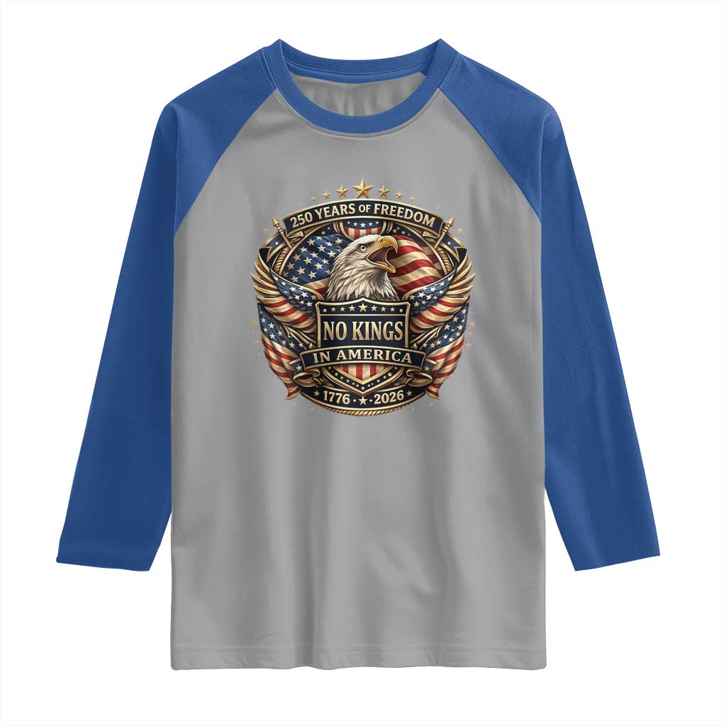 Vintage American Flag Eagle 250th Anniversary Raglan Shirt No Kings In America