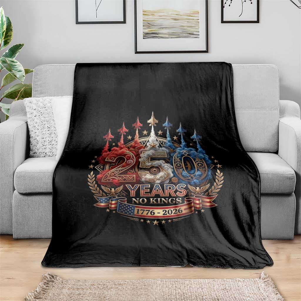 250 Years No Kings Throw Blanket Patriotic Independence Anniversary
