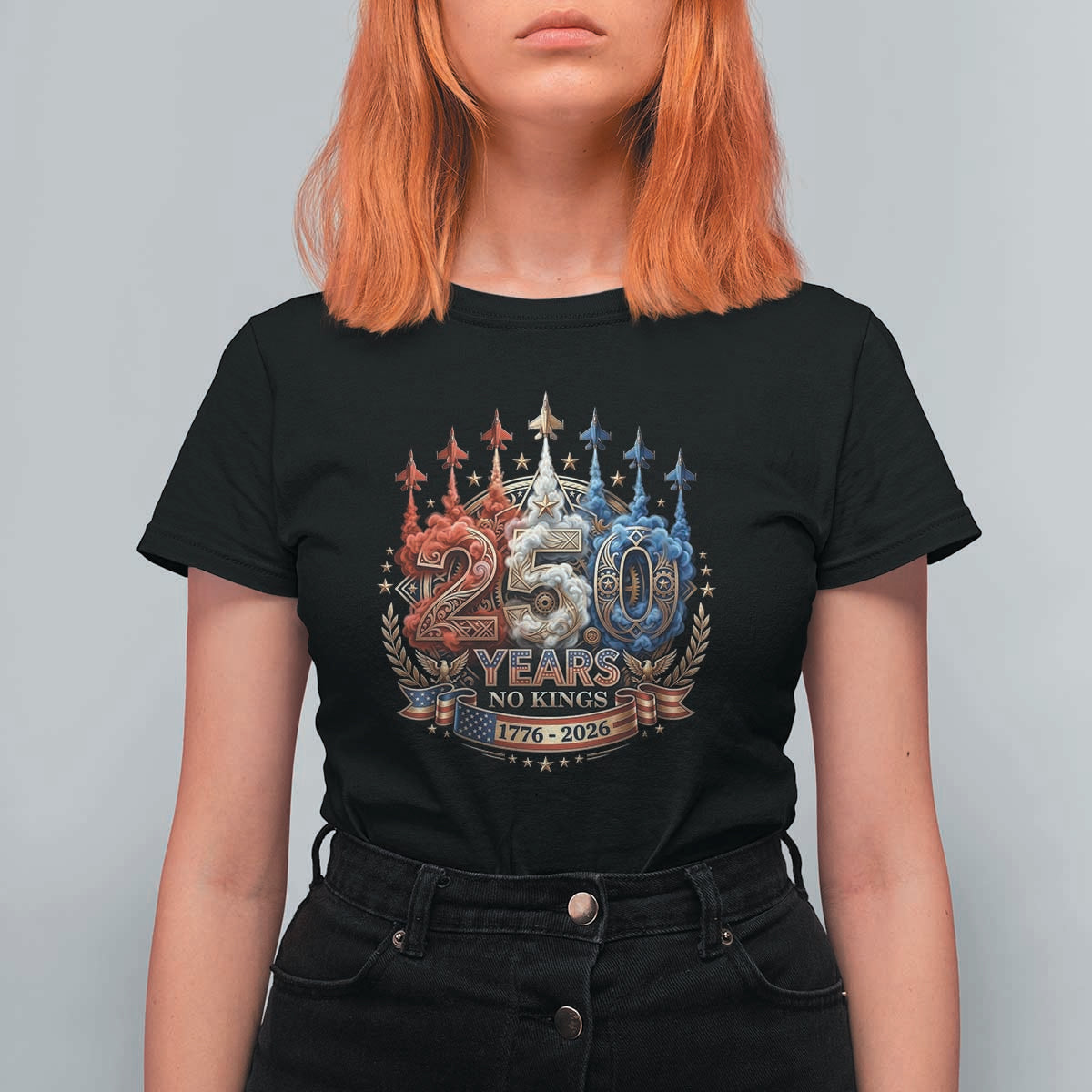 250 Years No Kings T Shirt For Women Patriotic Independence Anniversary