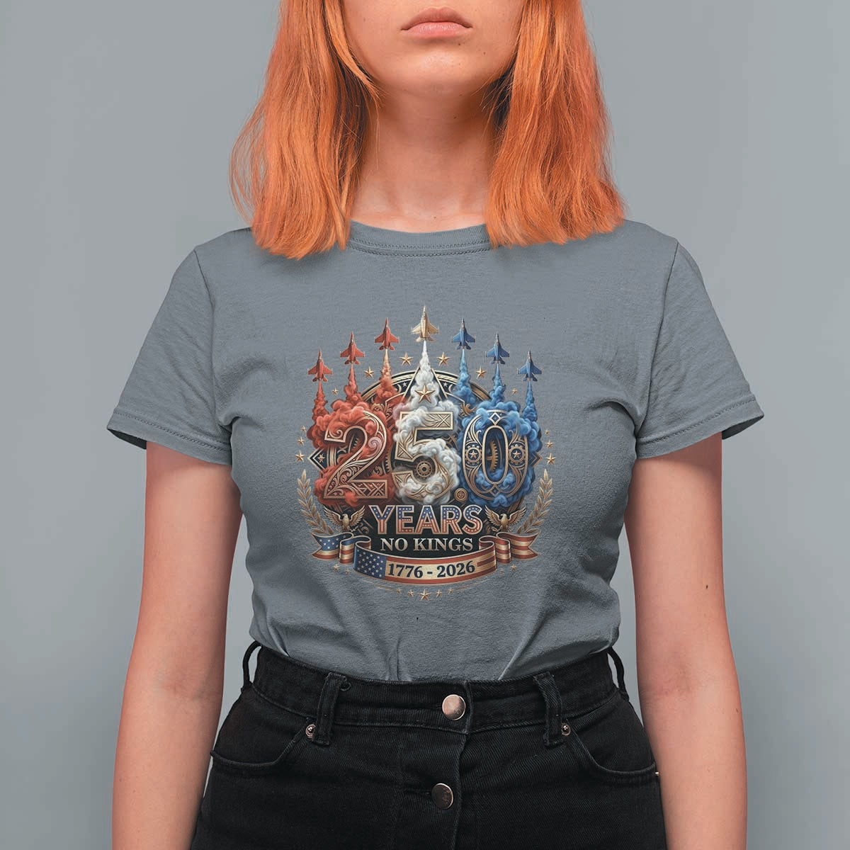 250 Years No Kings T Shirt For Women Patriotic Independence Anniversary