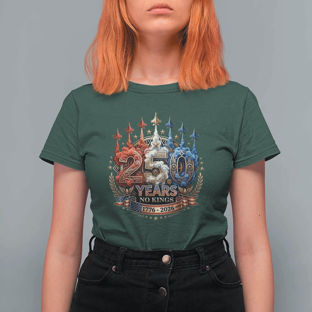 250 Years No Kings T Shirt For Women Patriotic Independence Anniversary