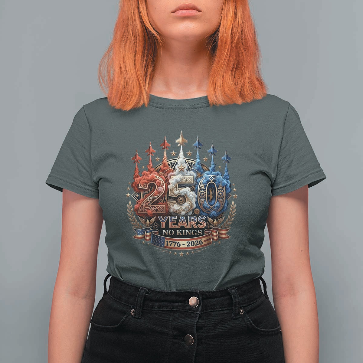 250 Years No Kings T Shirt For Women Patriotic Independence Anniversary