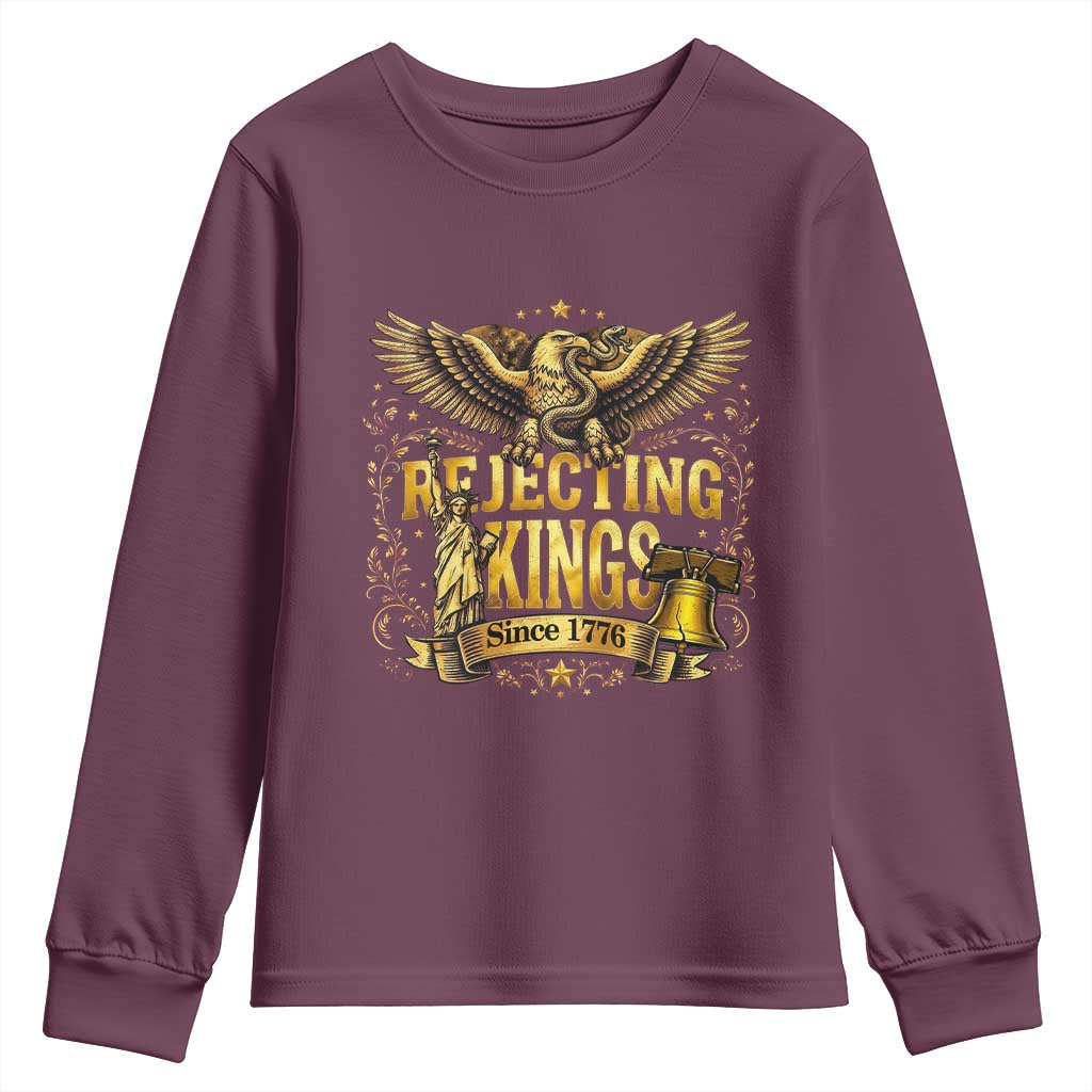 Rejecting Kings Since 1776 Youth Sweatshirt Eagle Freedom Patriotic