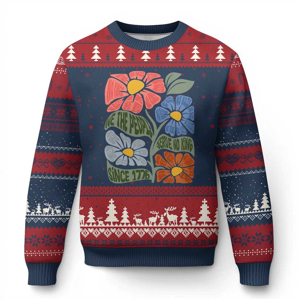 Wildflower Protest Ugly Christmas Sweater We The People Serve No Kings