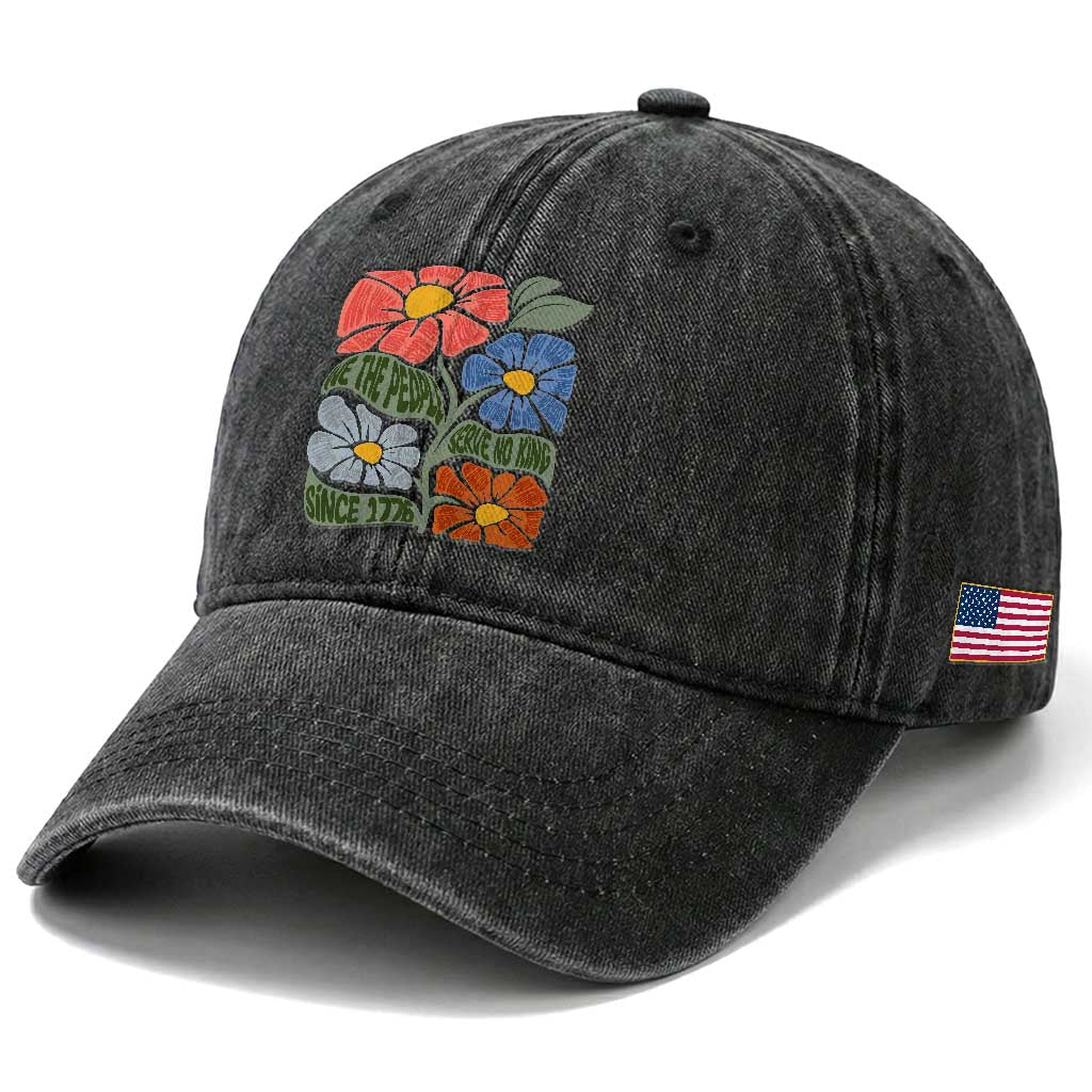 Wildflower Protest Washed Cotton Baseball Cap We The People Serve No Kings