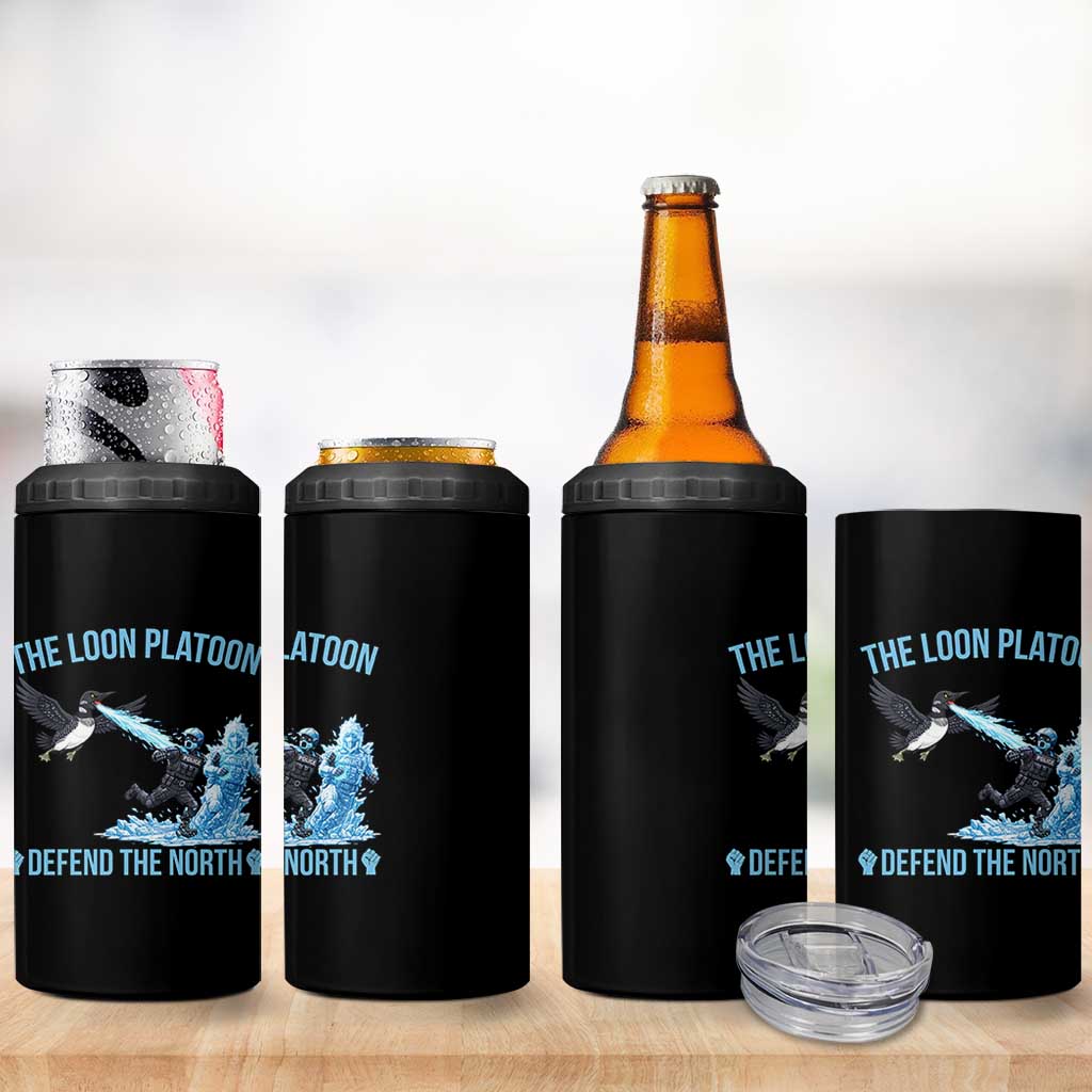 The Loon Platoon Defend The North 4 in 1 Can Cooler Tumbler Minnesota Rebel Loon Resist