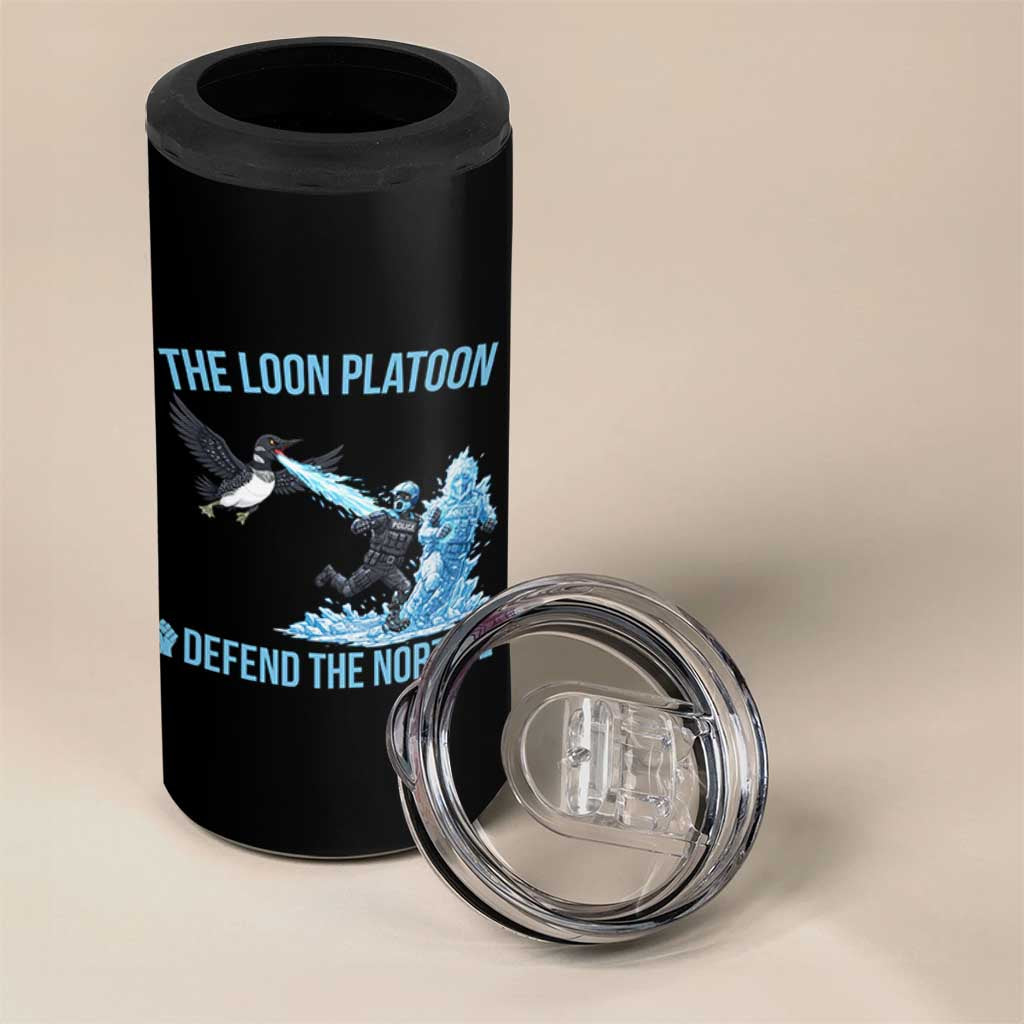 The Loon Platoon Defend The North 4 in 1 Can Cooler Tumbler Minnesota Rebel Loon Resist