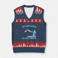 The Loon Platoon Defend The North V-Neck Knit Sweater Vest Minnesota Rebel Loon Resist