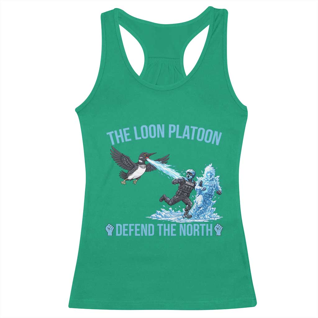 The Loon Platoon Defend The North Racerback Tank Top Minnesota Rebel Loon Resist